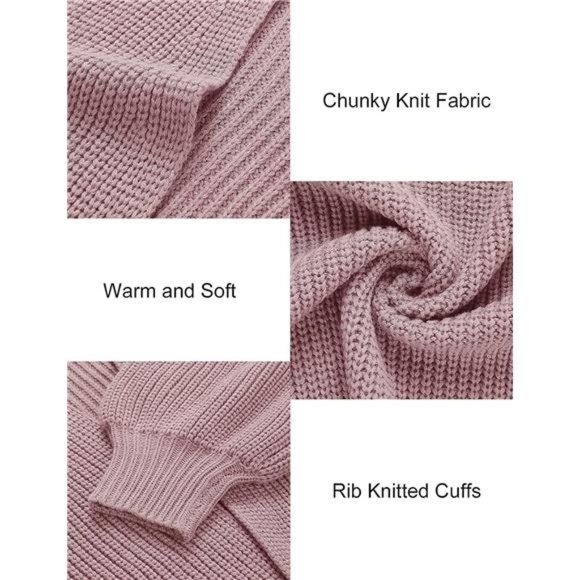 Womens Oversized Long Sleeve Open Front Cardigan Sweaters Dustypink - Picture 4 of 6